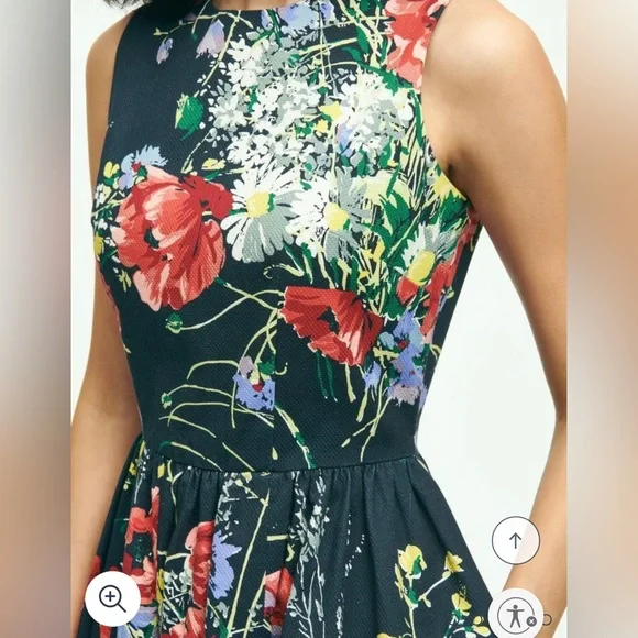 Brooks Brothers NWT Floral NAVY Dress - Picture 2 of 4